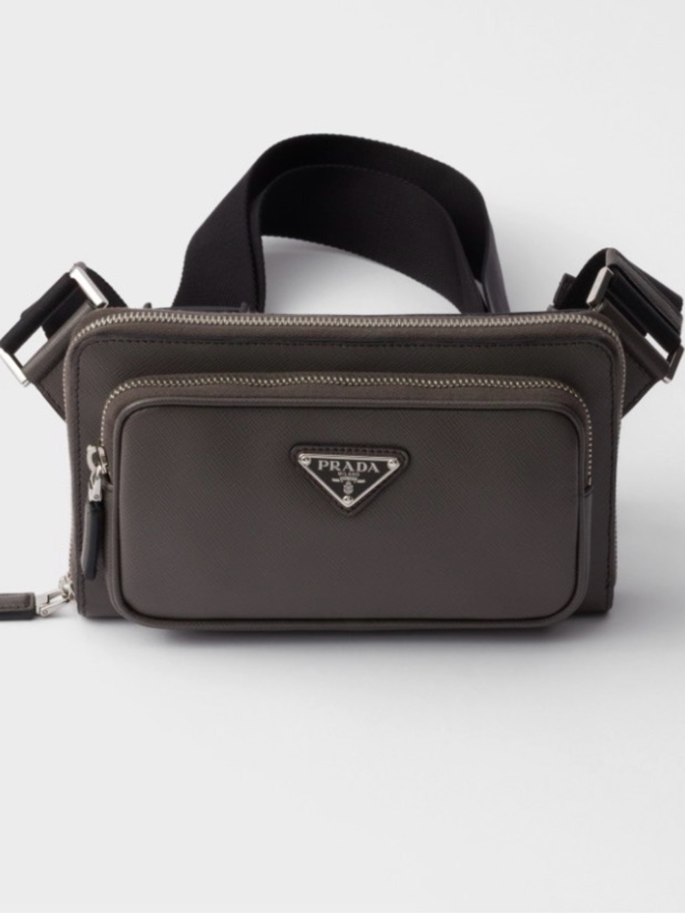 Prada Black leather Belt Bag with Silver Hardware